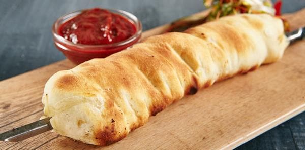 Khachapuri on scewer on grill